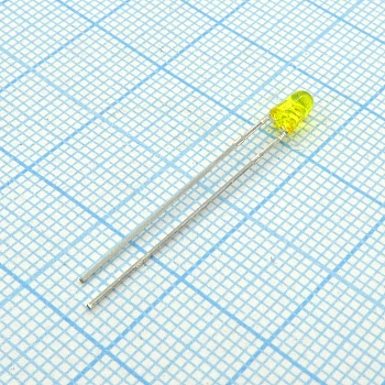 L-7104YT - Светодиод 3мм/желтый/588нм/8-20мкд/прозрачный желтый/34°