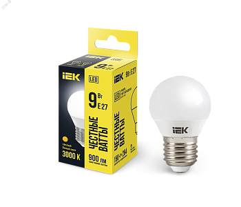 Лампа светодиодная ECO G45 9Вт шар 3000К E27 230В LLE-G45-9-230-30-E27