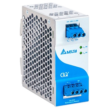 DRR-20A - Модуль резервирования, диапазон входного и выходного напряжения: 22 - 60VDC, поддержка резервного соединения: выходной ток: выходной ток: 20A, габариты (мм): 121x50x122,1 мм, вес 0,38 кг, монтаж: на DIN рейку