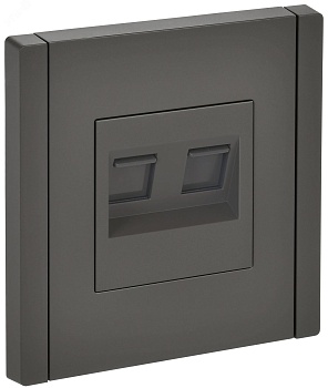 FORTE&PIANO Розетка двойная RJ11+RJ45 кат.5E FP335 серый IEK FP-KT20-O-1-K03