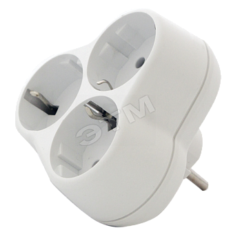 Тройник на 3 гнезда с заземлением круглый 16А АК303