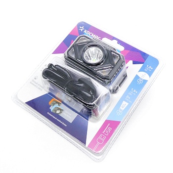 Фонарь аккум.налобный Космос KOC511Lit -  (лит.акк.3,7V0,5Ah)1св/д 2W+COB 2W теплый,130lm+130lm,type C,IP54