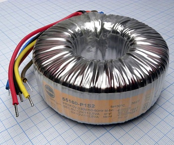 55160-P1S2 - Тороидальный трансформатор 225ВА 230В 2x12В 9,375A S; TRT225212