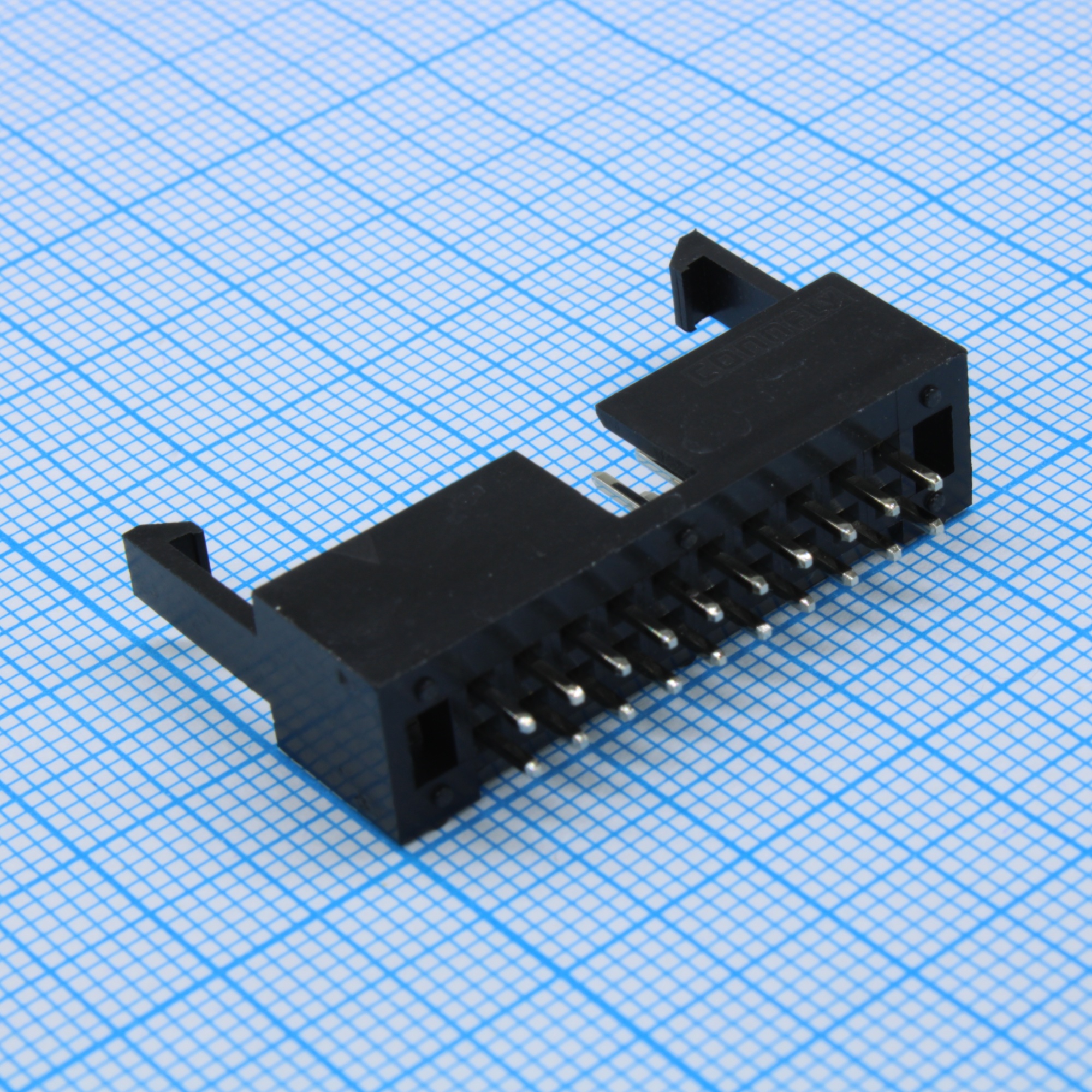 DS1013-01-20SSIB-B - IDC разъем, вилка на плату прямая двухрядная 20pin(2x10)., шаг 2.54мм с фиксатором
