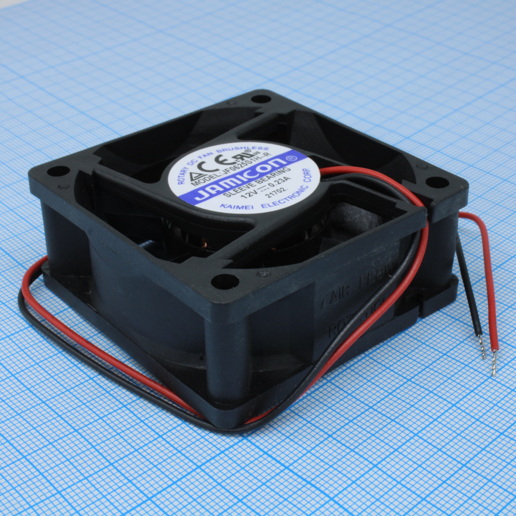 JF0625S1H-R - Вентилятор 12В 60х60x25 подшипник скольжения, тип вывода - провод