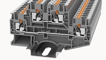 Этажная клемма DSKK4-01P-11 - Этажная клемма, тип фиксации провода: Push-in, номинальное сечение: 4 мм кв., 32A, 800V, ширина: 6,2 мм, цвет: серый, втычная перемычка, тип монтажа: DIN35