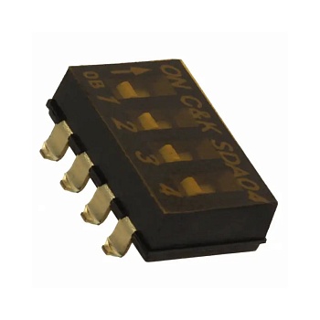 SDA04H0SBR - DIP переключатель 4 группы слайд smd шаг 2.54мм