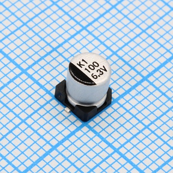 CK006M101D5APKKKV00R - Конденсатор алюминиевый электролитический 100мкФ 6.3В ±20% (6.3х5.4мм) для поверхностного монтажа 71мА 2000час 105°С