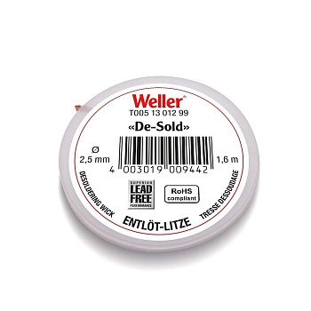 DESOLDERING WICK 2,5MM 1,6M - Оплетка для отпайки с флюсом, 2.5мм, длина 1.6м