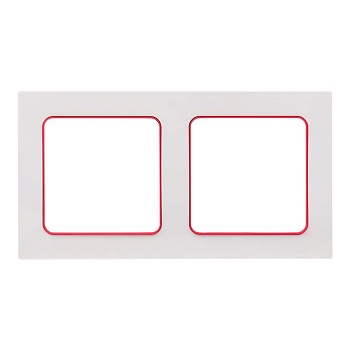 Стокгольм Рамка 2-местная белая с линией цвета красный PROxima EXM-G-305-20
