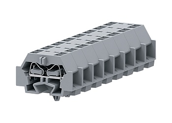 Клемма мини 242341 - Мини клемма, боковой подвод кабеля, 4 точки подключения в клемме, тип фиксации провода: пружинный, номинальное сечение: 4 мм кв., 24A, 630V, цвет: серый, тип монтажа: защелки в панель