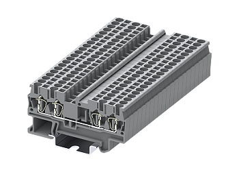 Проходная клемма TC2.5-4-GY - Проходная клемма, 4 точки подключения, пружинный, номинальное сечение: 2,5 мм кв., 24A, 500V, ширина: 5,2 мм, цвет: серый, тип монтажа: DIN 35