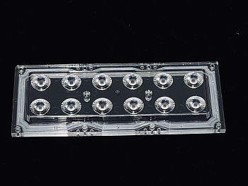 ALHB173D12LED30G - Групповая прямоугольная линза 2x6 на 12 светодиодов 3030/3535/5050, эфф=90%, 30°, 173x71.4mm   H:11,05mm, PC