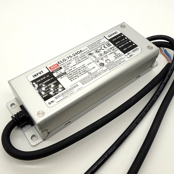 ELG-75-24DA - AC-DC, 75.6Вт, IP67, вход 100…305В AC, 47…63Гц/142…431В DC, ККМ, выход 12…24В/3.15А, изоляция 3750В AC, в кожухе 180х63х35,5мм, -40…+85°С (корпус), DALI димминг