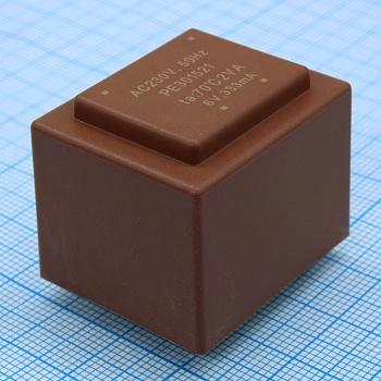 PE301521 - Трансформатор питания 2.0ВА  230В 6В/333мА ta 70°C (EI 30/15.5) 27мм