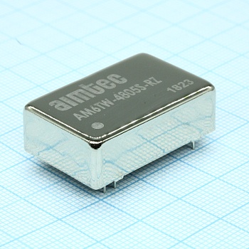 AM6TW-4805S-RZ - DC/DC, 6Вт, вход 18…72В, выход 5В/1.2А, изоляция 1500В DC, КПД 80%, максимальная емкостная нагрузка не более 1000мкФ, DIP24, 31.75x20.32x10.16мм, -40…85°C, металл