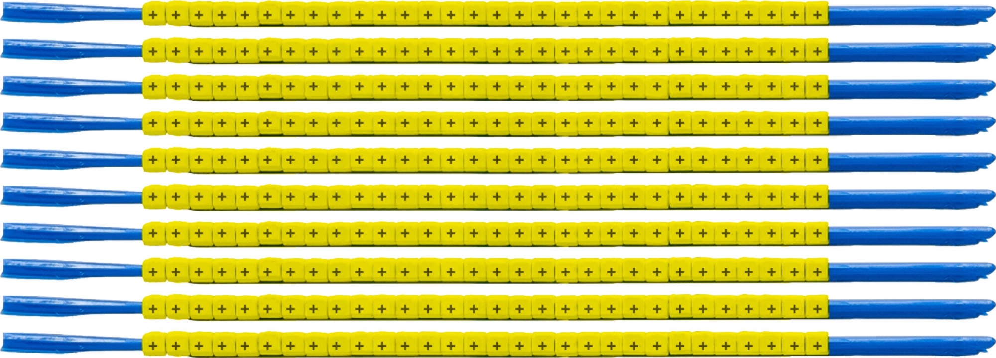 brd333037 - SCNG-07-PLUS клипсы жёлтые, 300шт/упак, для провода 1,9-2,4мм диаметра, легенда + (плюс)