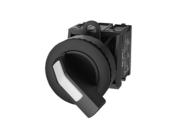 Селекторный переключатель(черный)TS2530-1BA60-S20 - Переключатель, длинная ручка, 2-х позиционный с самовозвратом, без подсветки, утопленное пластиковое переднее кольцо, с мгновенным нажатием, с контактной группой 2NO, диаметр головки кнопки 36 мм, диамет