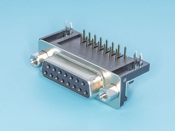 DRB-15FB - Разъем D-SUB 15 контактов, розетка угловая на плату,  9.4мм