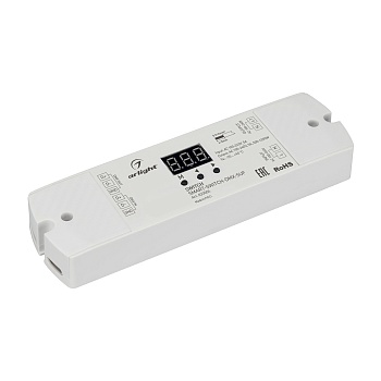 Выключатель SMART-SWITCH-DMX-SUF (230V, 5A) 033004 - DMX-выключатель для любых видов нагрузки AC 230V, в том числе и гибкого неона. Напряжение питания AC 100-240V, максимальный ток нагрузки 5А, максимальная мощность при AC 230V - 1150W. DMX адрес задается