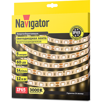 Лента светодиодная 71 427 NLS-5050WW60-14.4 IP65 12B R5 14.4Вт/м (уп.5м) 71427