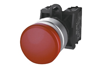 Кнопка грибовидная (красная) TS2520-0EM10-S20 - Кнопка грибовидная, без блокировки, без подсветки, алюминиевое переднее кольцо, с мгновенным нажатием, с контактной группой 2NO, диаметр головки кнопки 30 мм, диаметр посадочного отверстия: 22 мм, цвет: крас