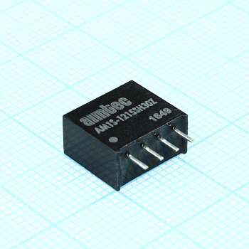 AM1S-1215SH30Z - DC/DC, 1Вт, вход 10.8…13.2В, выход 15В/0.067А, изоляция 3000В DC, КПД 79%, максимальная емкостная нагрузка не более 220мкФ, SIP4, 11.68x6x9.7мм, -40…85°C, пластик