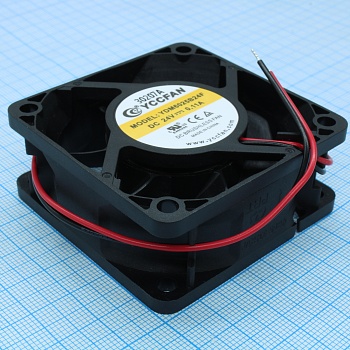 YDM6025B24F - Вентилятор 24В 60х60x25 B, 1.68W, 5000 об/мин, 43м3/час, 37.7дБ, подшипник качения, тип вывода - провод