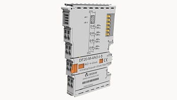 Модуль вывода аналог. DF20-M-4AO-I-3 - Модуль вывода, аналоговый, 4 канала, разрешение 16 бит, 4 - 20мA, тип монтажа: DIN35