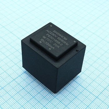 PE301858-2 - Трансформатор питания 3ВА  230В 9В/334мА ta 70°C (EI 30/18) 30мм