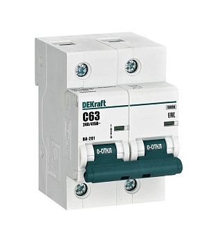 Dekraft Автоматический выключатель 2Р 63А х-ка С ВА-201 10кА