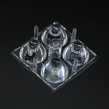 ALSP50D4LED3535T7 - Групповая квадратная линза 2x2 на 4 светодиода 3535/3030, ~7°,  эфф=93%, 50x50mm  H:15mm, PC