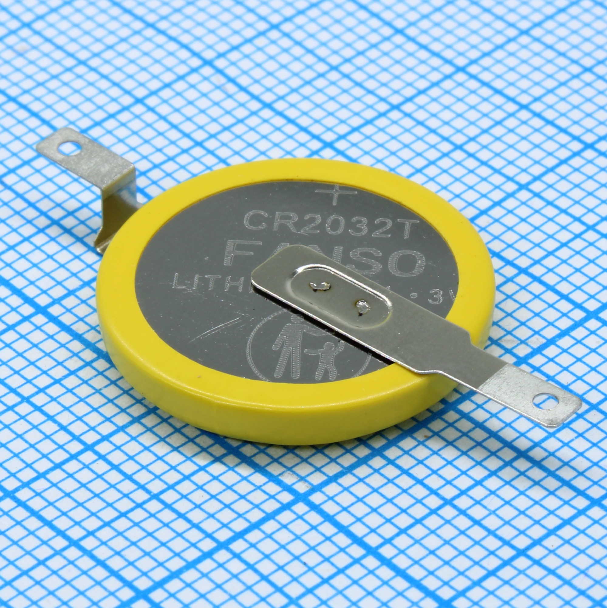 CR2032T-LGY2 - Li, MnO2 батарея типоразмера R20, 3В, 0.22Ач, приваренные плоские аксиальные выводы