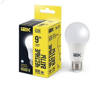 Лампа светодиодная ECO A60 9Вт грушевидная 230В 6500К E27 LLE-A60-9-230-65-E27