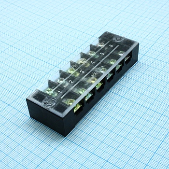 TB-2506 - Клеммная колодка винтовая с крышкой 12 контактов (2х6) М4, AWG10, 6мм2, 25А 600В