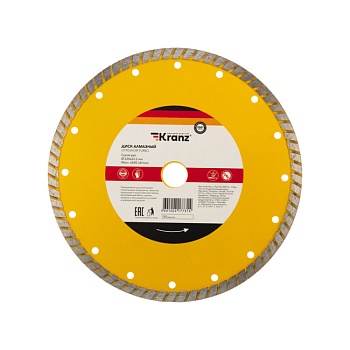 Диск алмазный отрезной Turbo 230x22.2x2.8x10 мм KRANZ KR-90-0125