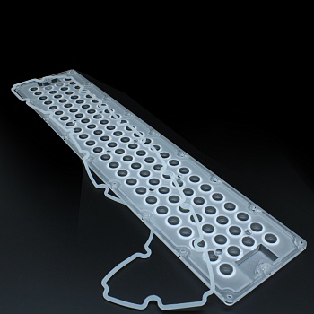 ARHB520D96LED90G - Групповая прямоугольная линза на 96 светодиодов 3030/3535/5050, эфф=90%, диаграмма ~90°, 520mm   H:116mm, PC-1250Z