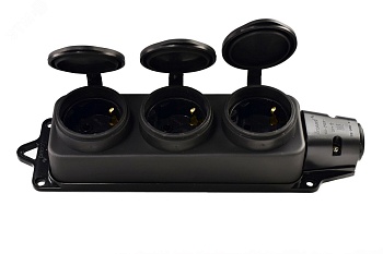 Колодка 3-м 16А IP44 2P+PE 220-240В каучук 106-0400-0101/101