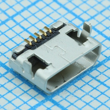 1051640001 - Разъем Micro USB тип B, USB 2.0, розетка, 5 вывод(-ов), Поверхностный Монтаж, горизонтальный