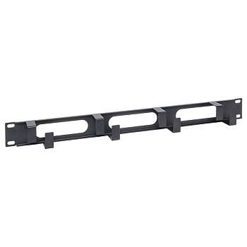 Кабельный органайзер TERACOM 1U 4 кольца с окнами металлический ч-рный