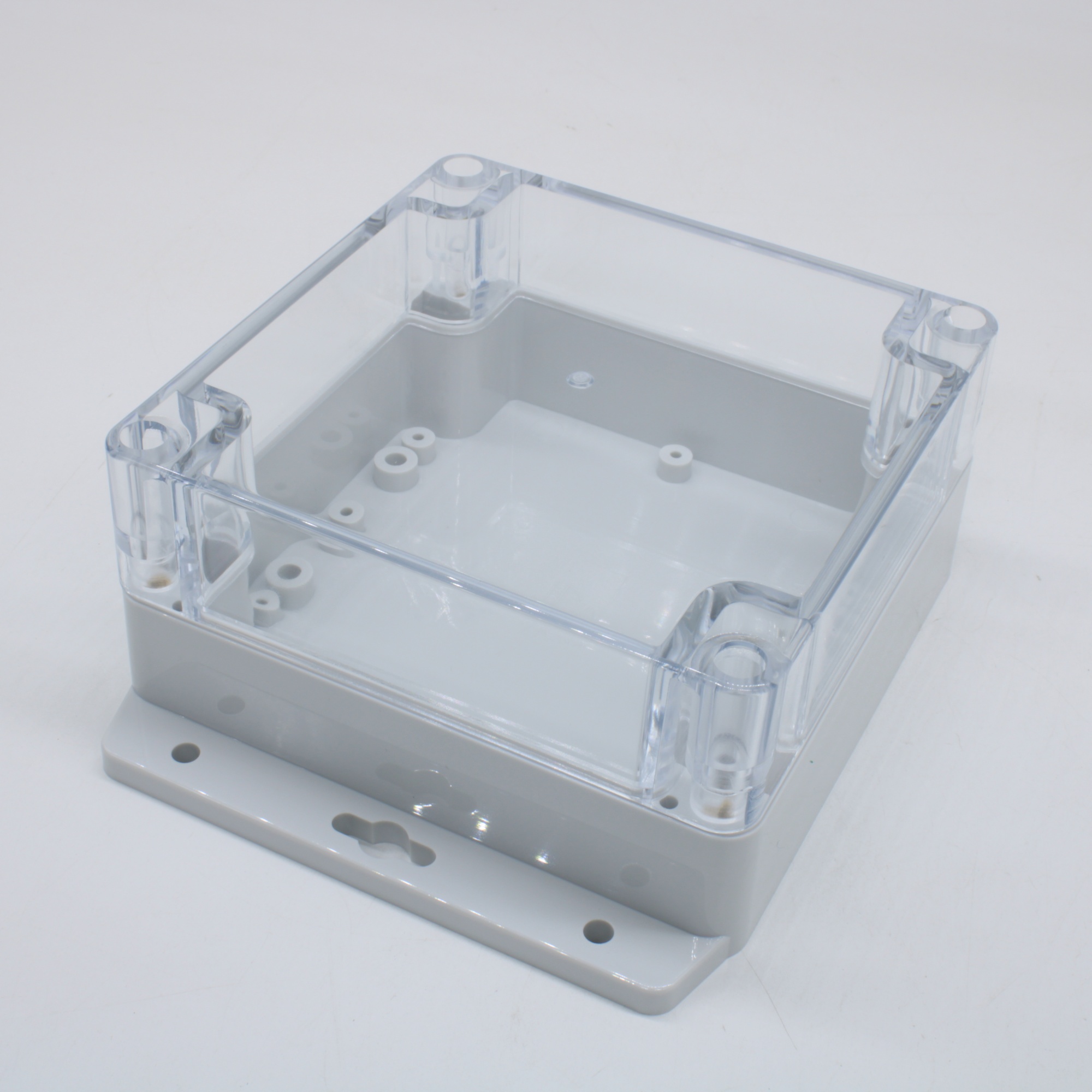 G278CMF - Герметичный корпус из поликарбоната с прозрачной крышкой и фланцем, IP65, светло-серый