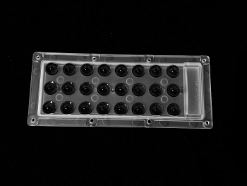 ALHB173D24LED60G - Групповая прямоугольная линза 3x8 на 24 светодиода 3030/2835/5050, эфф=90%, 60°, 173x71.4mm   H:9.3mm, PC