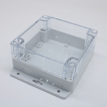 G278CMF - Герметичный корпус из поликарбоната с прозрачной крышкой и фланцем, IP65, светло-серый