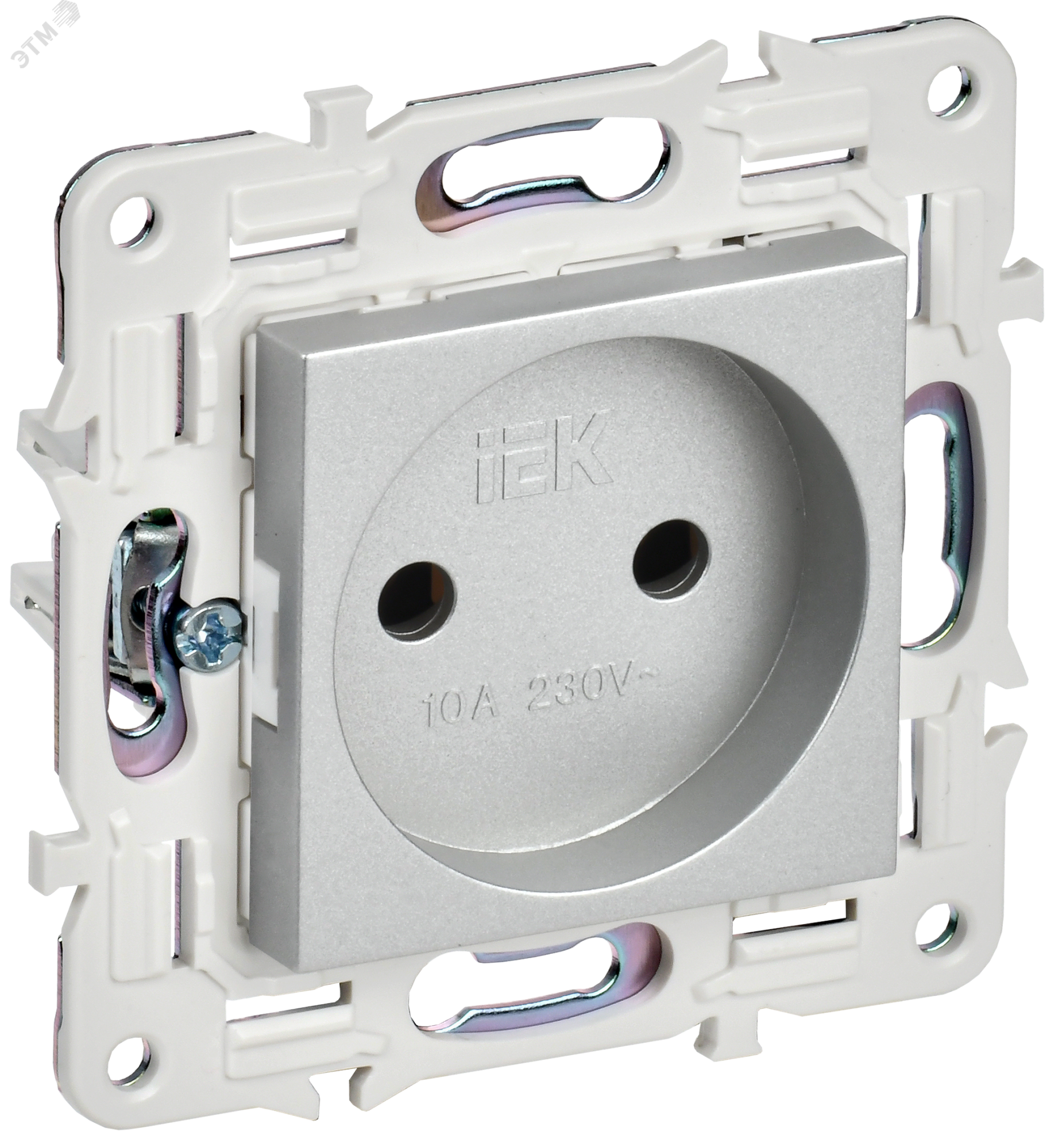 SKANDY Розетка без заземления без защитных шторок 10А SK-R02S серебряный IEK SK-R10-10-K23