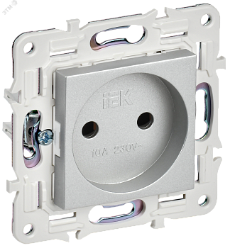 SKANDY Розетка без заземления без защитных шторок 10А SK-R02S серебряный IEK SK-R10-10-K23