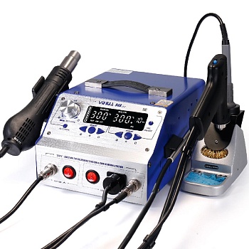 YIHUA 948-II - Ремонтный комплекс 4в1, термофен 650Вт, температура нагрева 100~480°С, производительность 120л/мин, демонтажный паяльник 75Вт, температура нагрева 350~480°C, паяльник 60Вт, температура нагрева 200~480°C, вакуумный пинцет 12Вт., давление 0.1