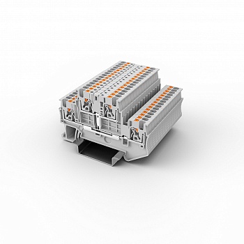 Этажная клемма UPT-1.5/2L-GY - Этажная клемма, межэтажное соединение, тип фиксации провода: Push-in, номинальное сечение: 1,5 мм кв., 500V, 16A, ширина: 3,5 мм, цвет: серый, тип монтажа: DIN35