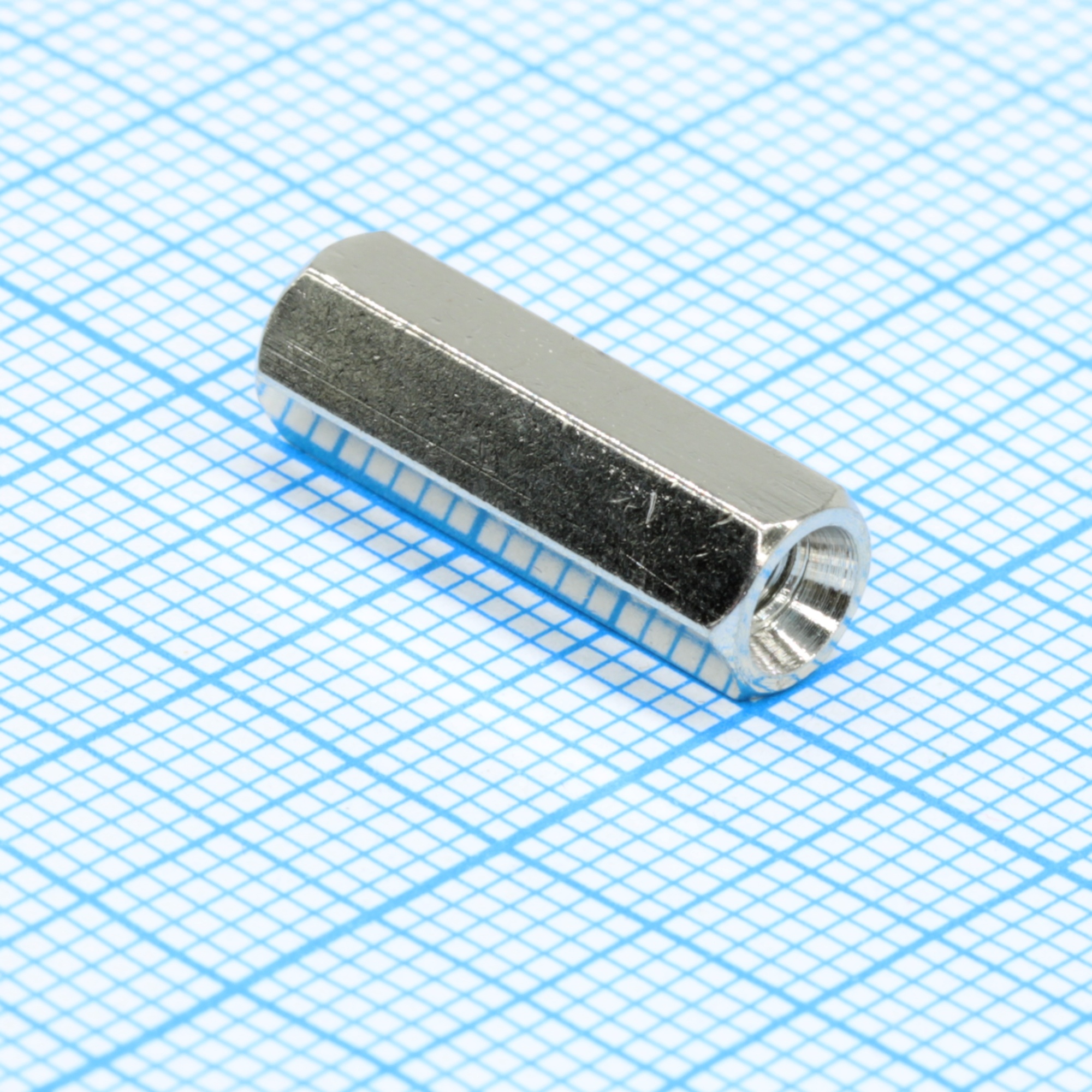 H-L1700-0600-5-03-2N - Стойка латунная никелированная для печатной платы, шестигранная, М3, 17мм, отверстие-отверстие