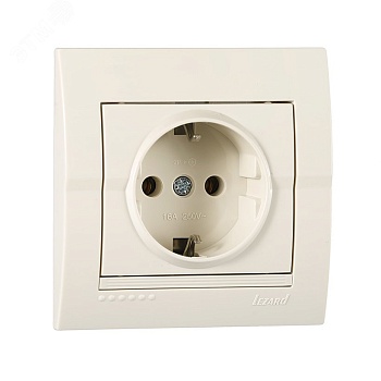 DERIY Розетка с заземлением ПБТ кремовая 702-0303-122