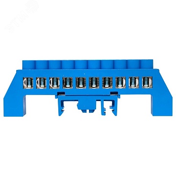 Шина "0" N (8х12мм) 10 отверстий латунь синий нейлоновый корпус комбинированный розничный стикер PROxima sn0-125-10-dn-r